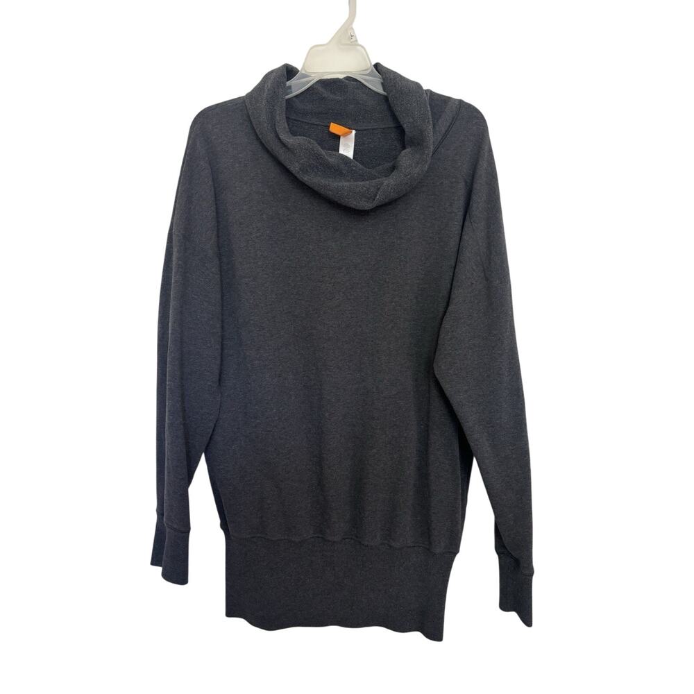 Lucy Activewear Charcoal Gray Cowl Neck Tunic Sweatshirt L Lounge